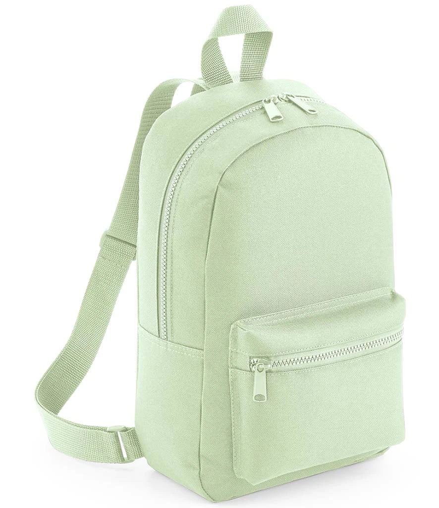 Close-up detail of the Mini Essential Fashion Backpack's zip and grab handle