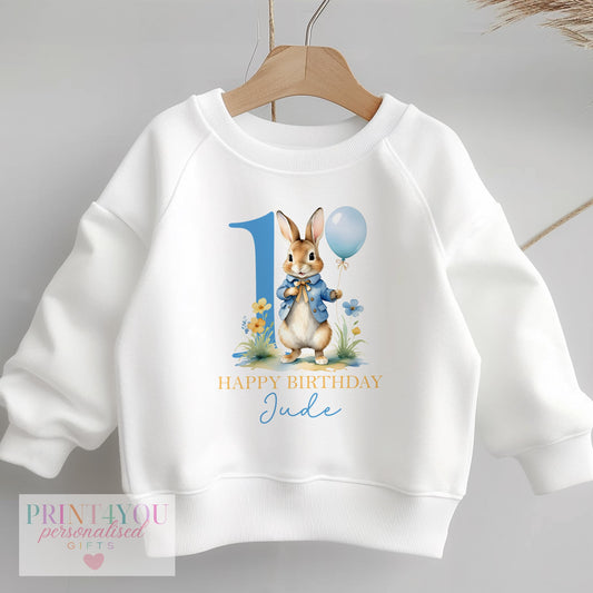 Personalised Peter Rabbit First Birthday Jumper for Boys – Cute Bunny Sweatshirt - 6-12m SWEATSHIRT