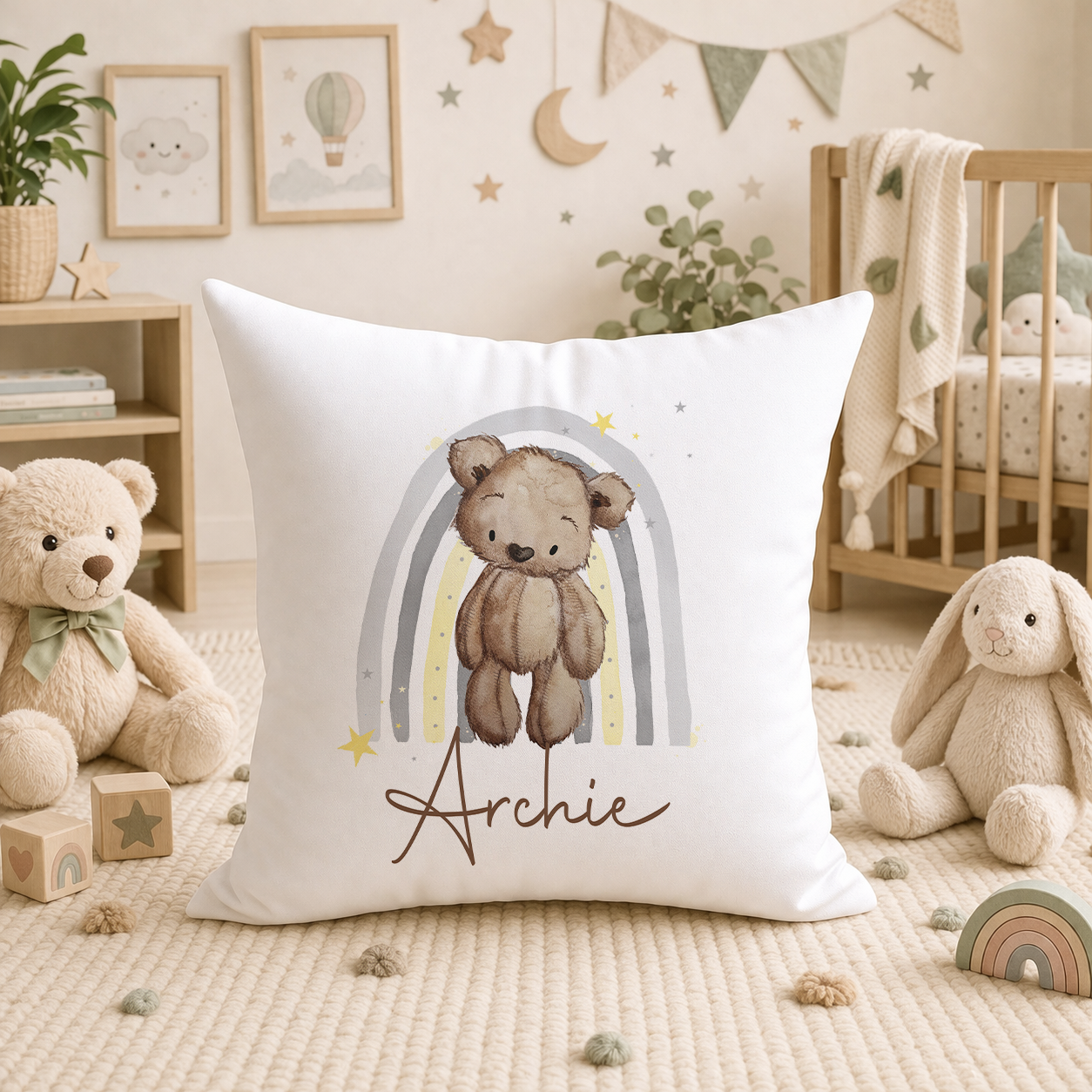 Personalised Baby Cushion – Soft Velvet Cover – Washable Baby Pillow Insert - Cushion cover only
