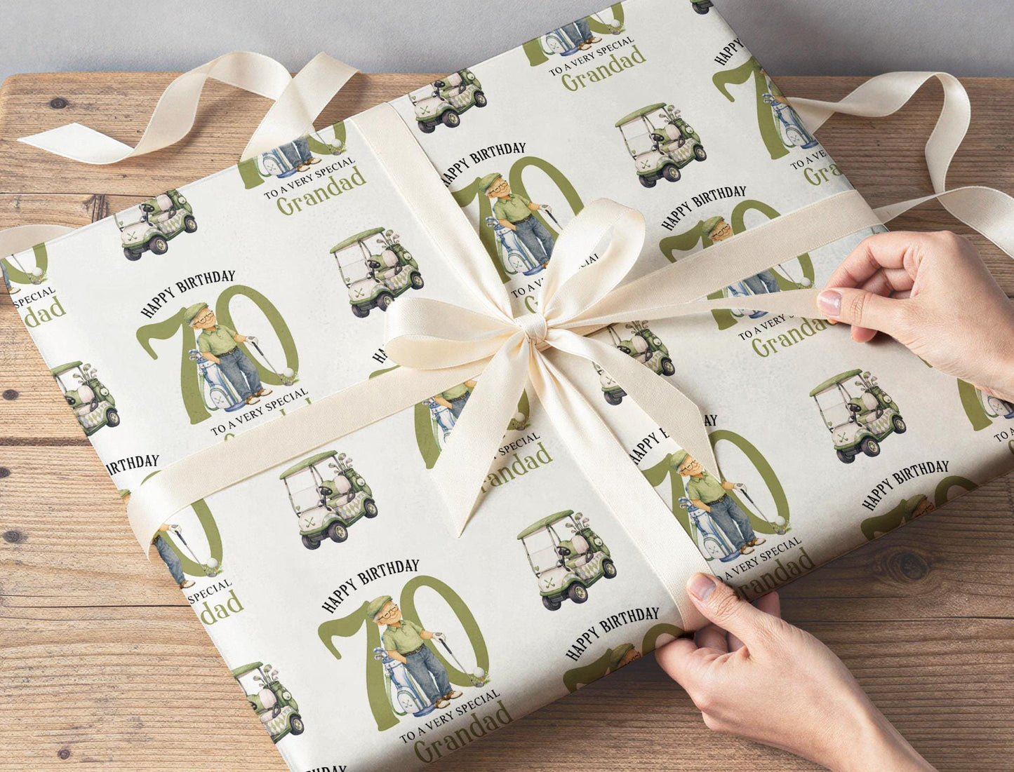 Personalised Golf Wrapping Paper - Custom Age, Grandad Birthday Gift Wrap
