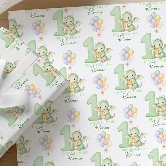 Printed dragon wrapping paper shown as wrapping paper