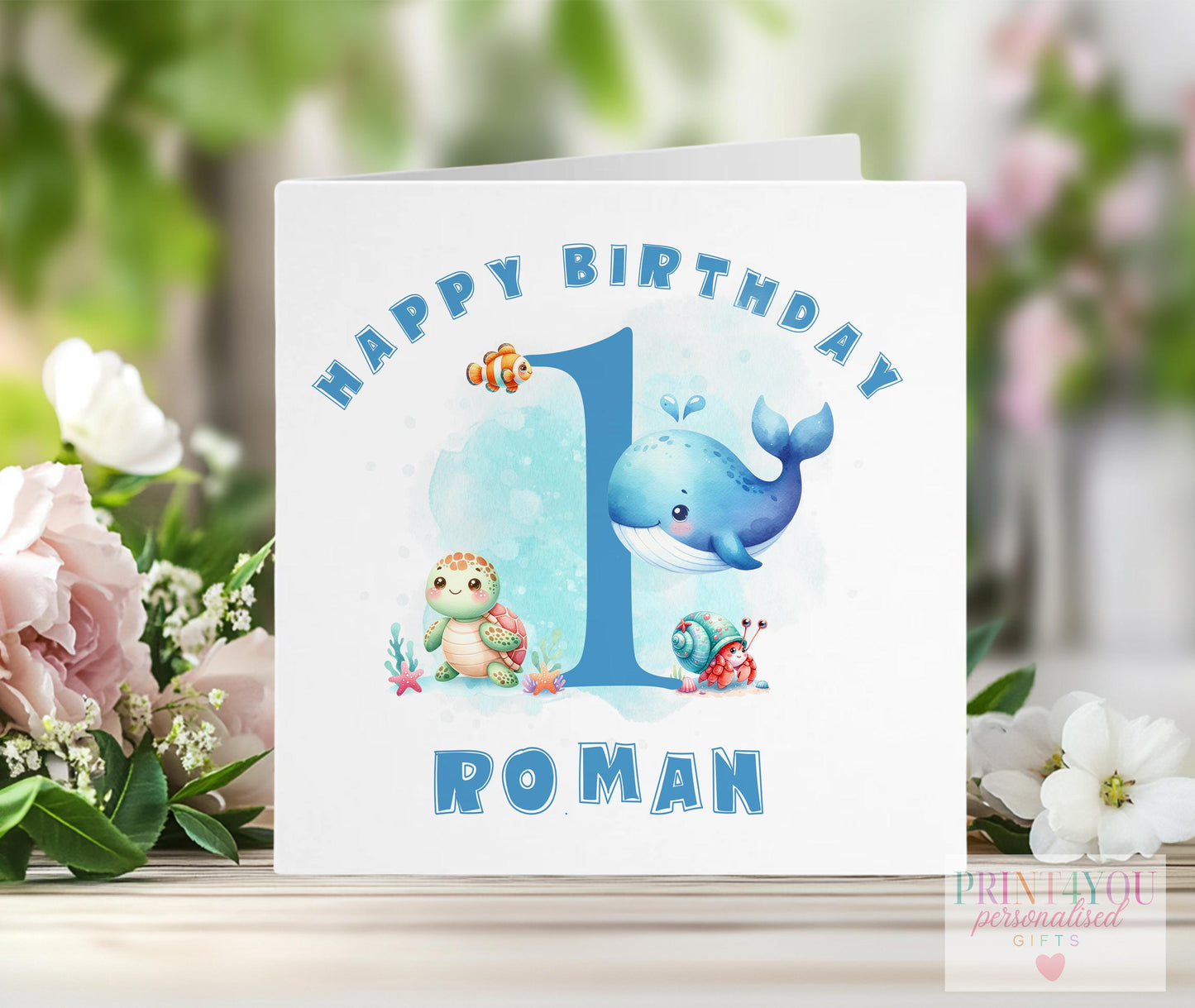 Personalised under the sea birthday card, front only option