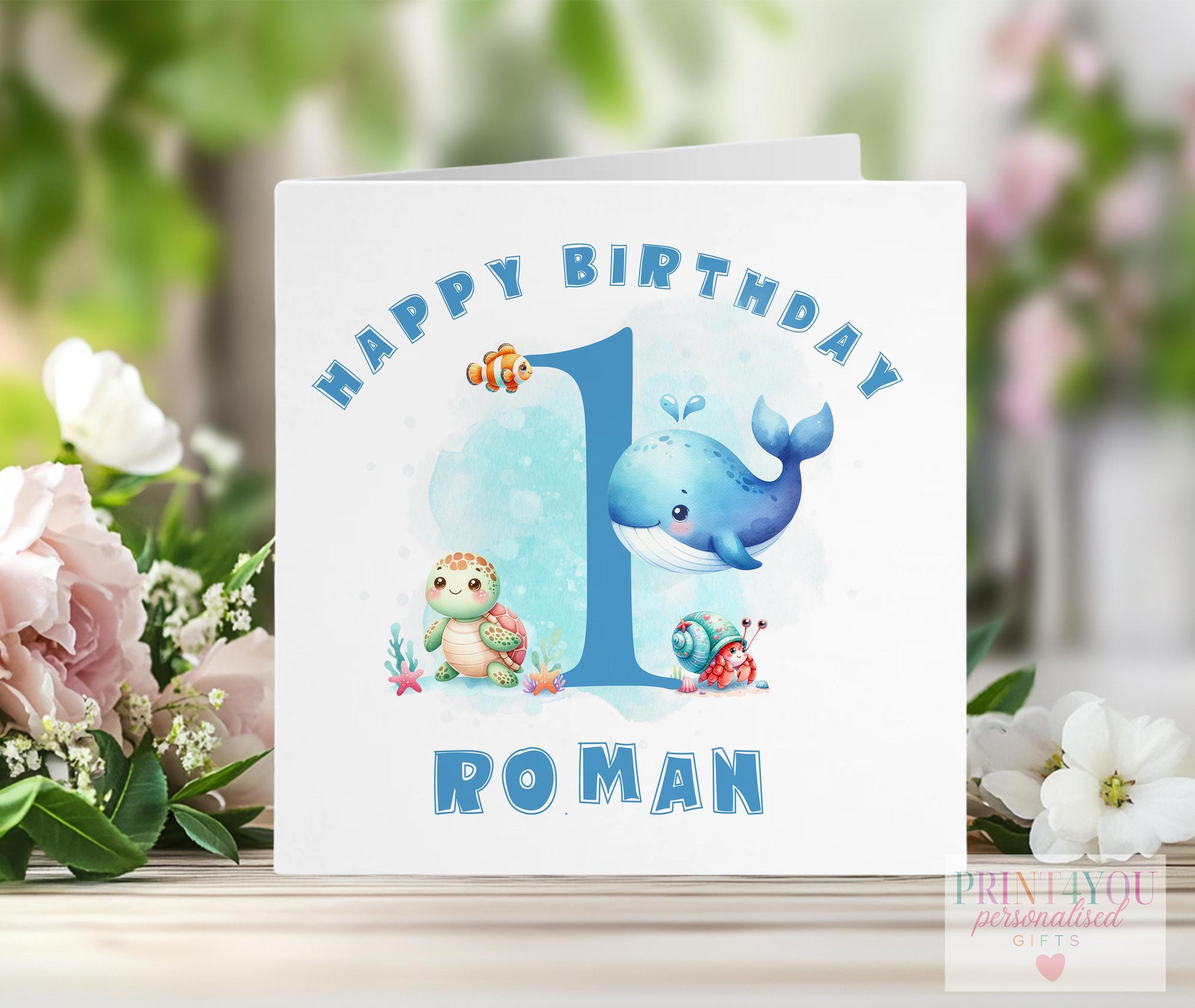 Personalised under the sea birthday card, front only option