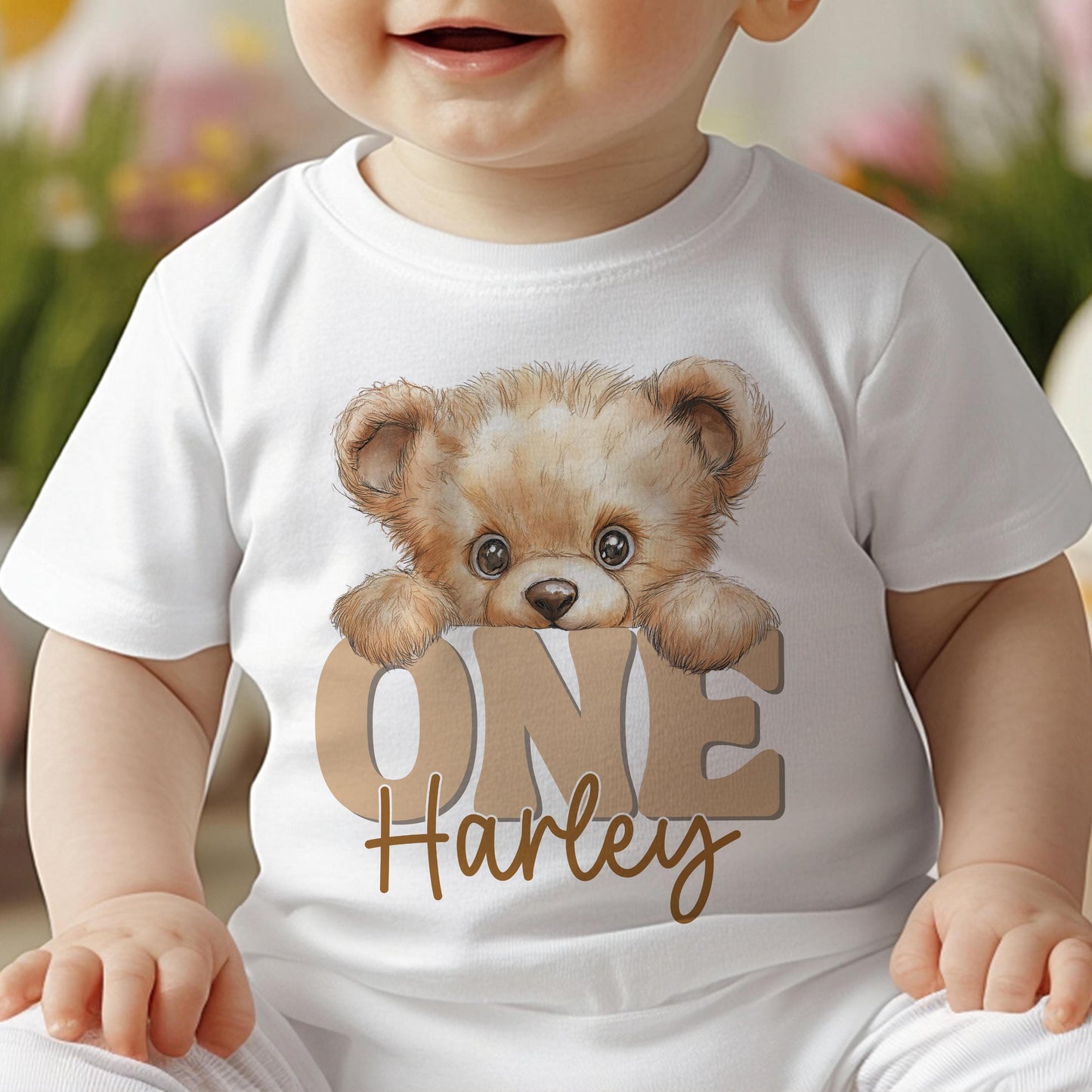 Personalised Teddy Bear T-Shirt | Milestone Birthday Outfit – Cotton Baby Vest, Sleepsuit & Bib