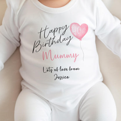 Personalised 1st Birthday as My Mummy bib, close-up of print