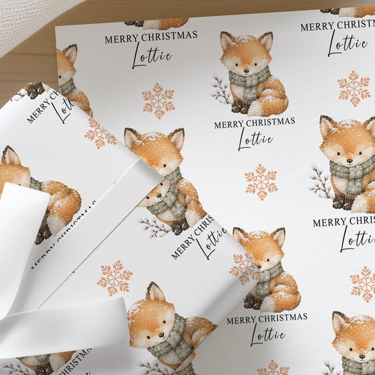 Printed christmas wrapping paper shown as wrapping paper