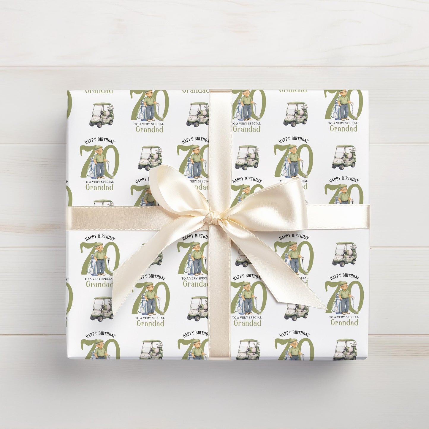 Personalised Golf Wrapping Paper - Custom Age, Grandad Birthday Gift Wrap