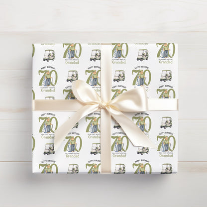 Personalised Golf Wrapping Paper - Custom Age, Grandad Birthday Gift Wrap