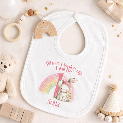 Girl 1st Birthday Outfit – Personalised Rainbow Bunny Shirt For Baby