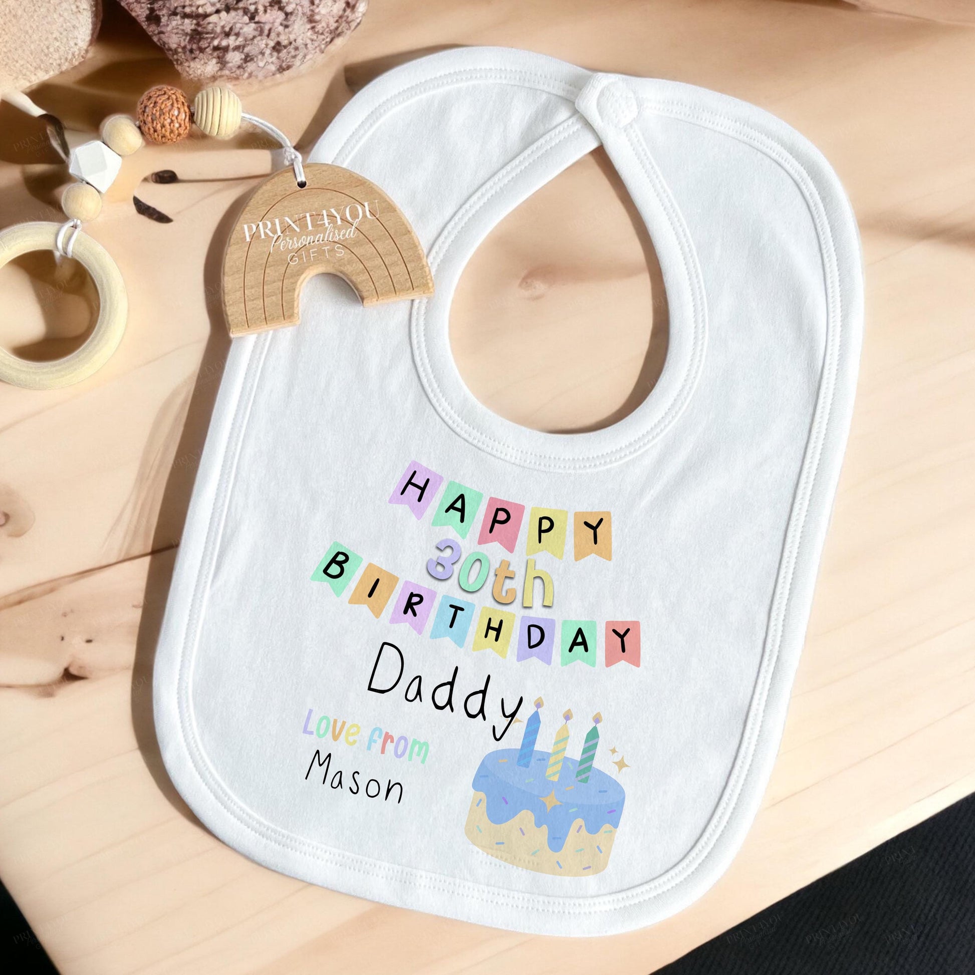 Personalised 'Happy Birthday as my Daddy' sleepsuit with a custom elephant print.