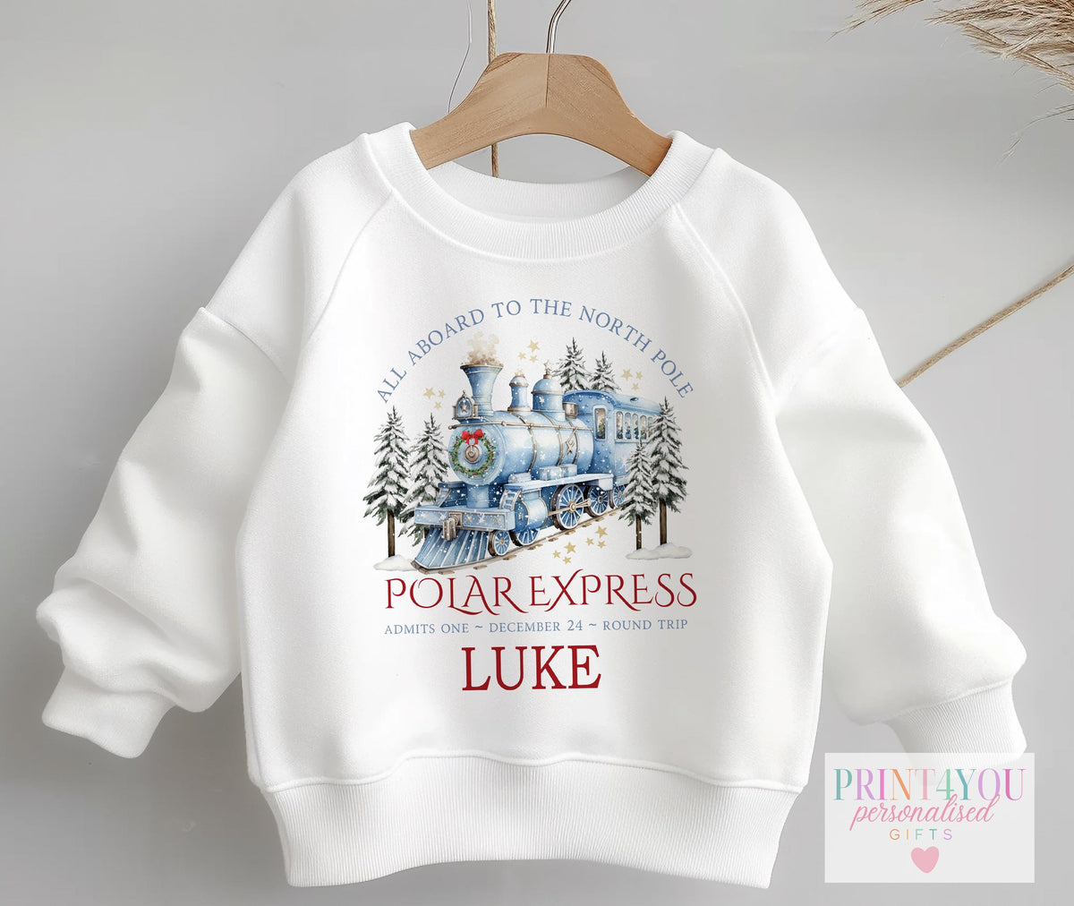 Polar Express Jumper – Personalised Kids Christmas Eve Clothing – Soft Cotton, Custom Name - 6-12m SWEATSHIRT