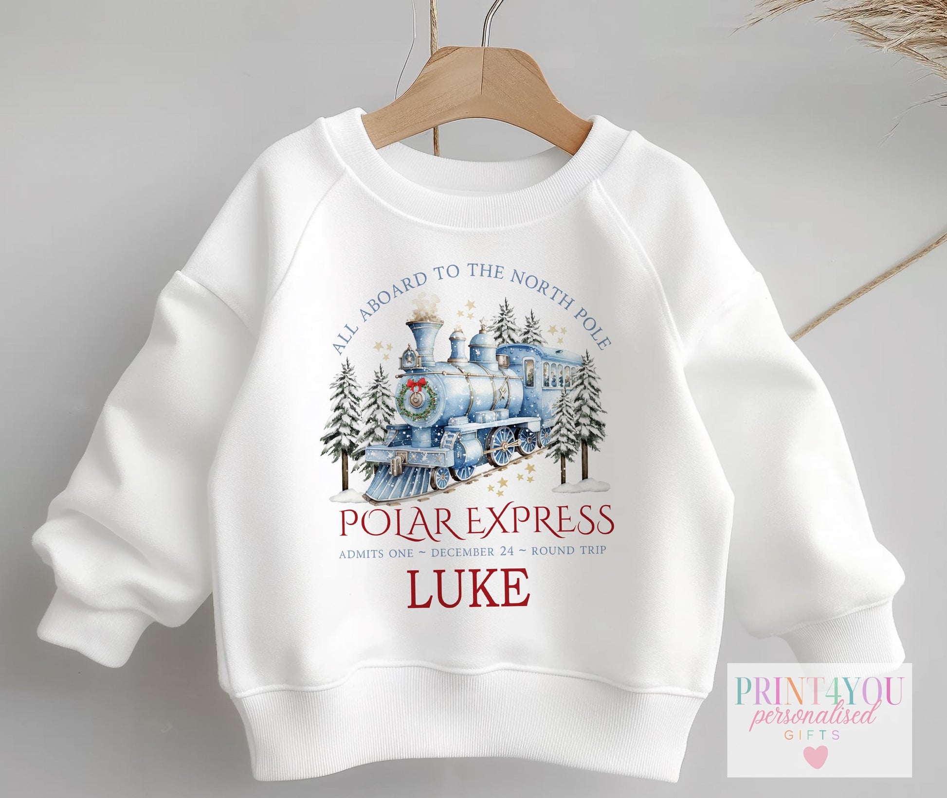 Polar Express Jumper – Personalised Kids Christmas Eve Clothing – Soft Cotton, Custom Name - 6-12m SWEATSHIRT