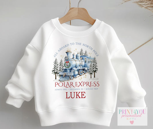 Polar Express Jumper – Personalised Kids Christmas Eve Clothing – Soft Cotton, Custom Name - 6-12m SWEATSHIRT