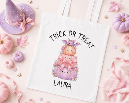 Personalised Halloween Trick or Treat Bag - Pastel Pumpkin Stack