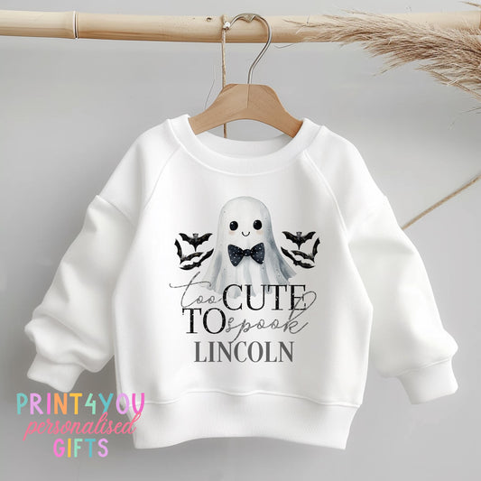 Personalised Kids Jumper – Soft White Ghost Design Sweatshirt – Halloween Party Clothes - 6-12 months