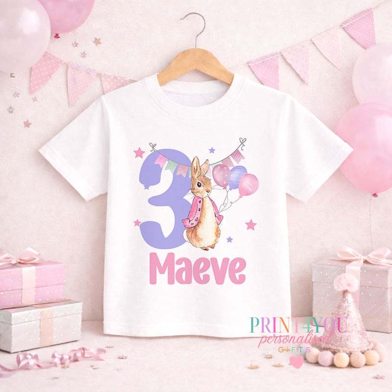 Personalised bunny 3rd birthday jumper for girls with custom name