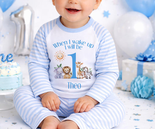 Children's clothing with the 1st birthday pyjamas design