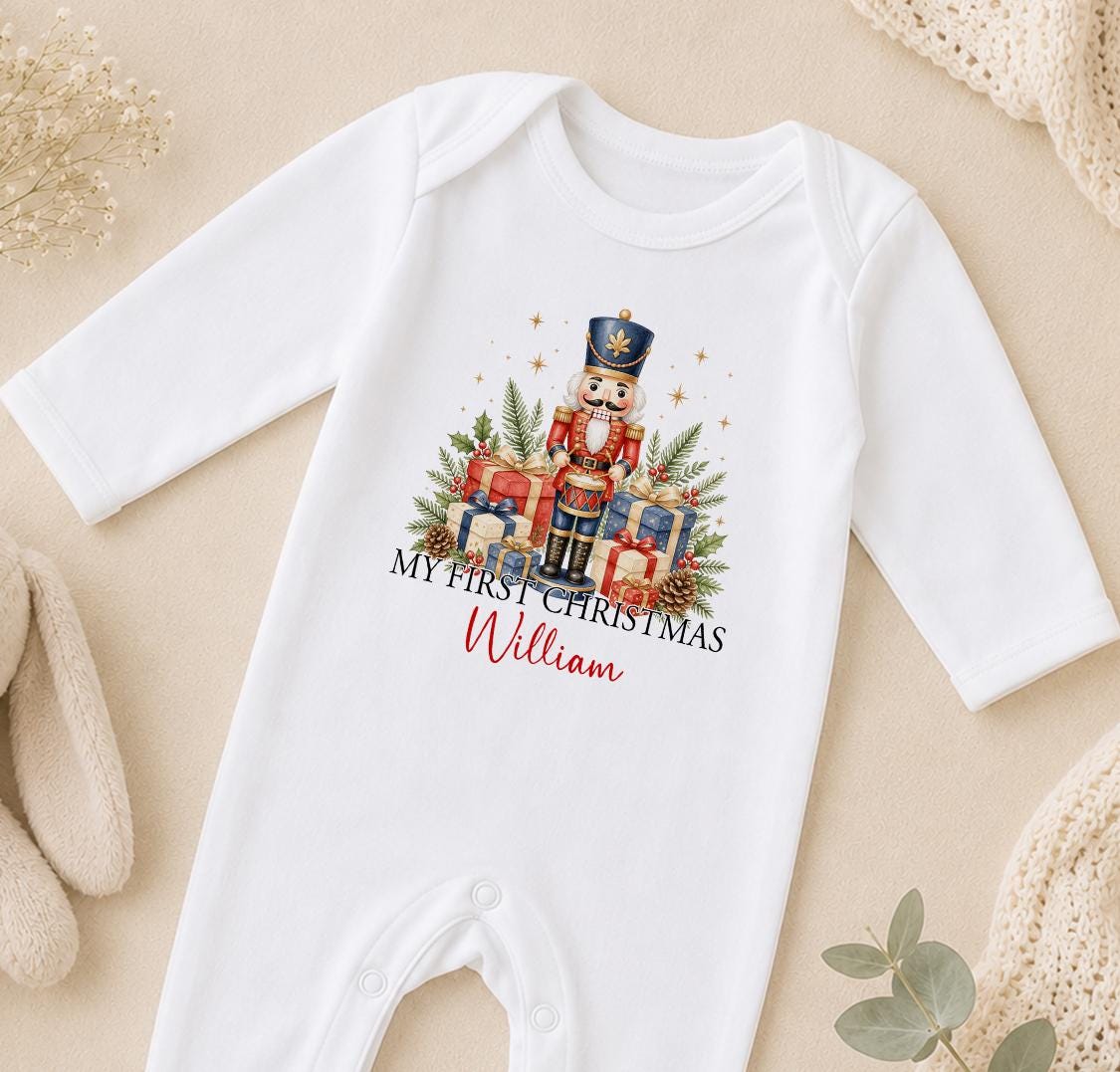 Personalised Baby Christmas Outfit, My First Christmas 2026 Nutcracker Vest