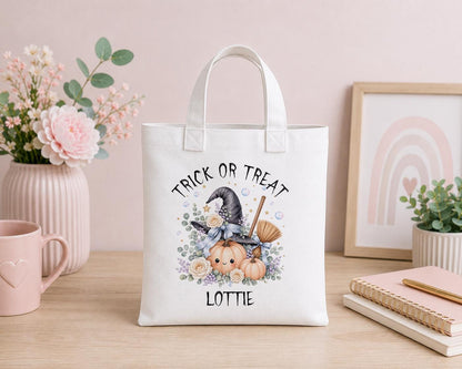 Personalised Halloween Tote Bag | Trick Or Treat Custom Name, Kids