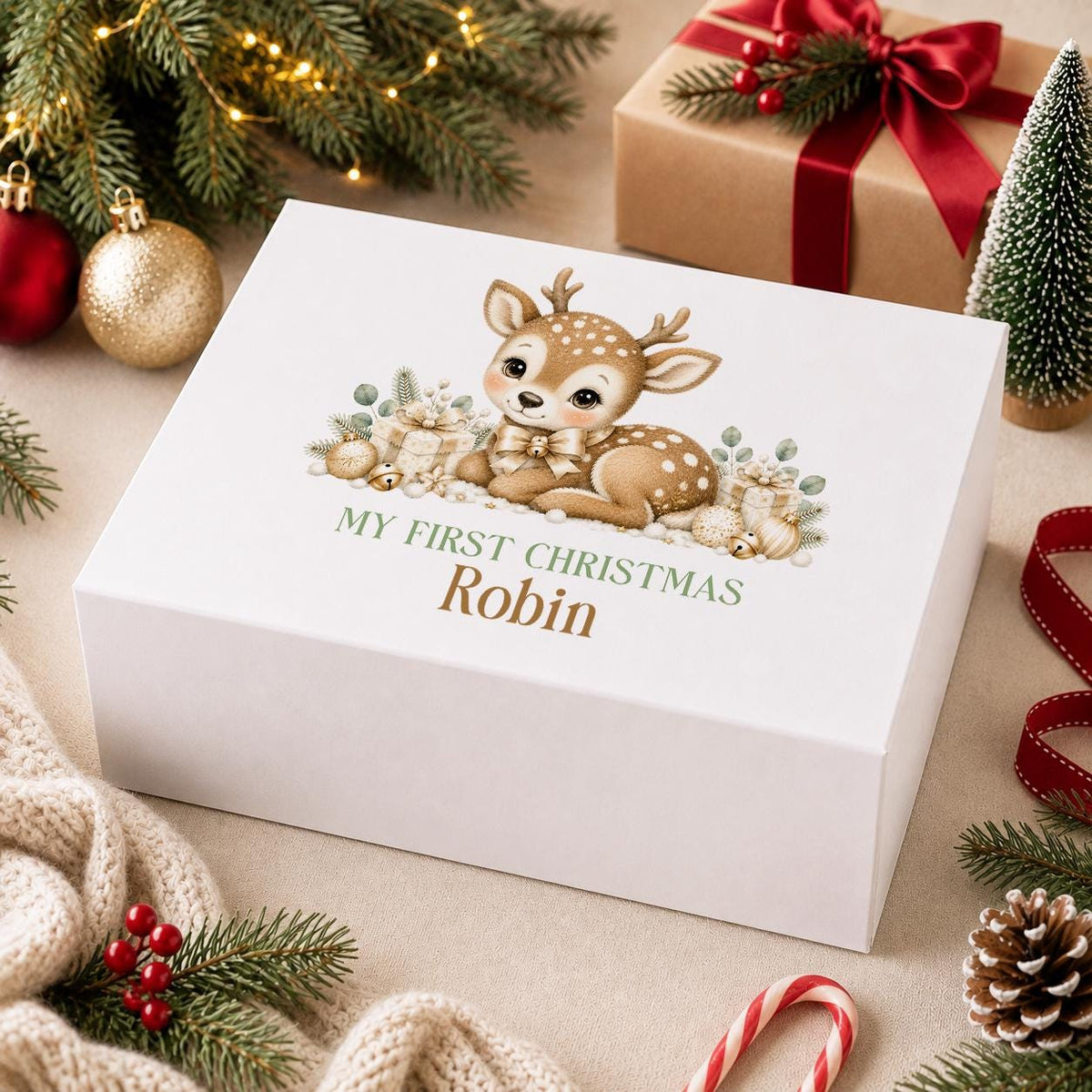 Personalised Christmas Eve Box | My First Christmas 2026 Baby Reindeer