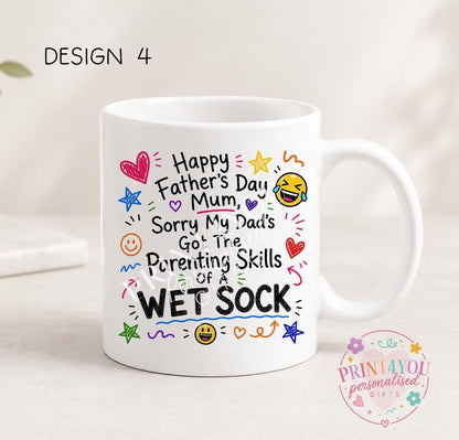 Sweary Father's Day mug design 14, double sided ceramic coffee mug