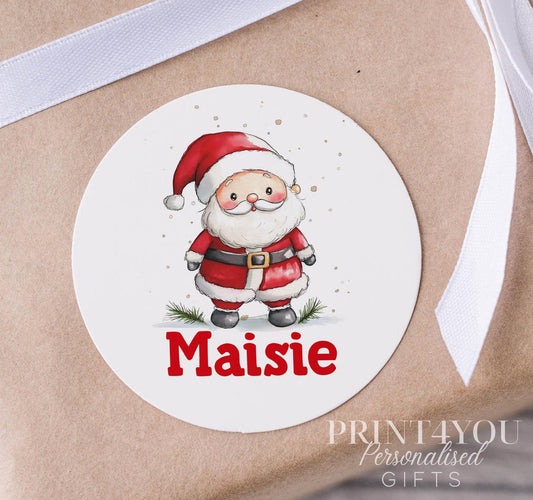 Personalised Christmas Stickers – Glossy White Finish, 5cm Round Paper Labels for Gift Wrapping - Strips (5cm each)