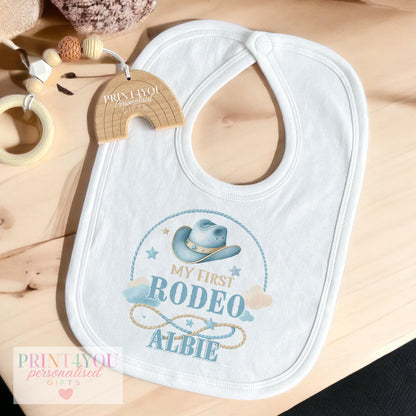 Personalised Baby Cowboy Outfit – Blue Cowboy Hat Vest & Sleepsuit Set | First Birthday Gift