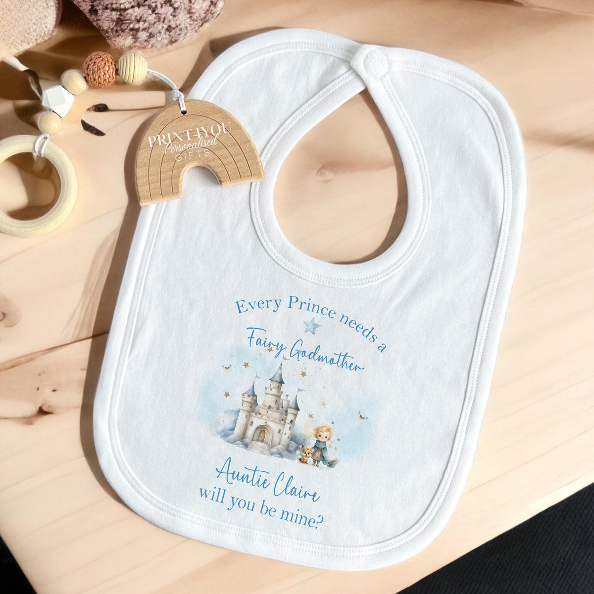 Personalised Fairy Godmother baby grow, flat lay