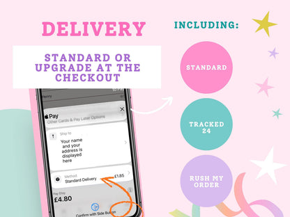 Delivery options available at the checkout including standard, Tracked 24 and Rush My Order