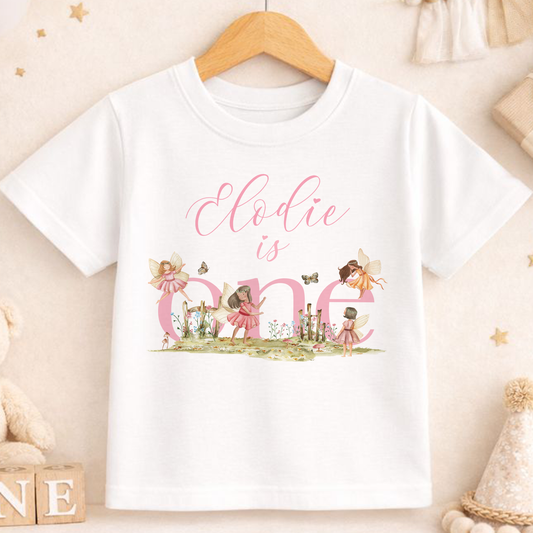 Personalised Fairytale Fairies t-shirt, printed with a fairy design and your child's name.