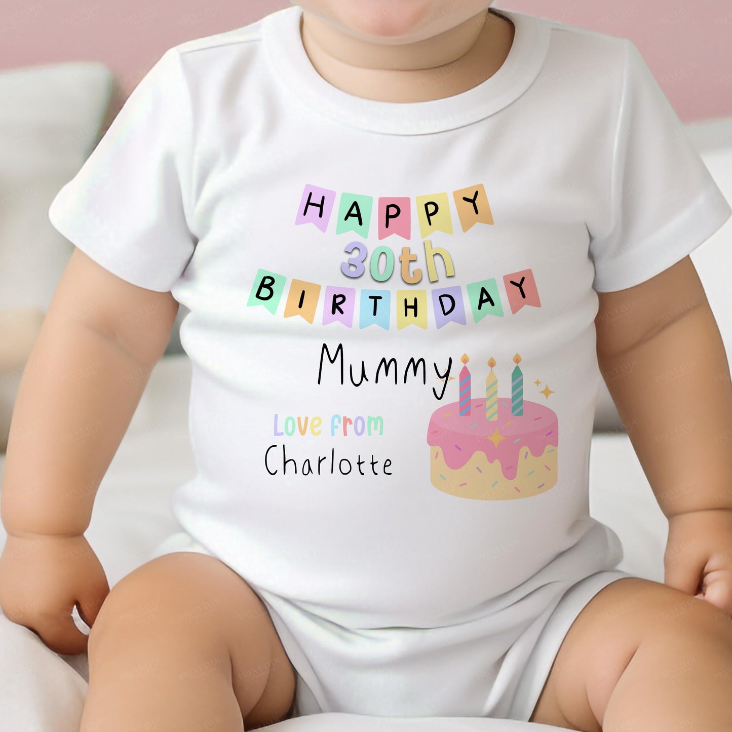 Happy Birthday Mummy, 30th 40th Birthday as My Mummy, Sleepsuit Baby grow Bodysuit Vest, Mum Birthday, Mummy Birthday - Bib
