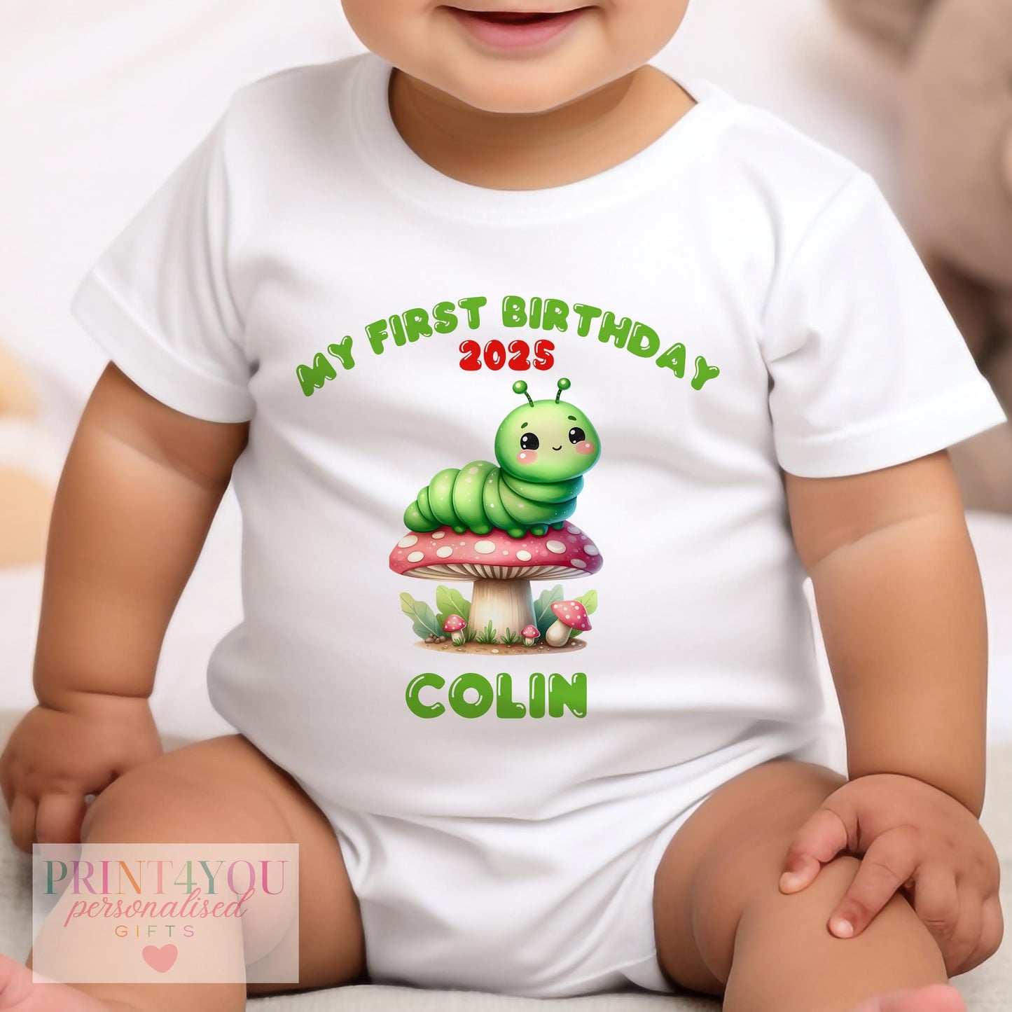 Personalised First Birthday Outfit - Custom Baby T-Shirt, Soft Cotton Sleepsuit & Vest