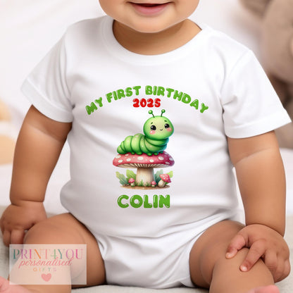 Personalised First Birthday Outfit - Custom Baby T-Shirt, Soft Cotton Sleepsuit & Vest