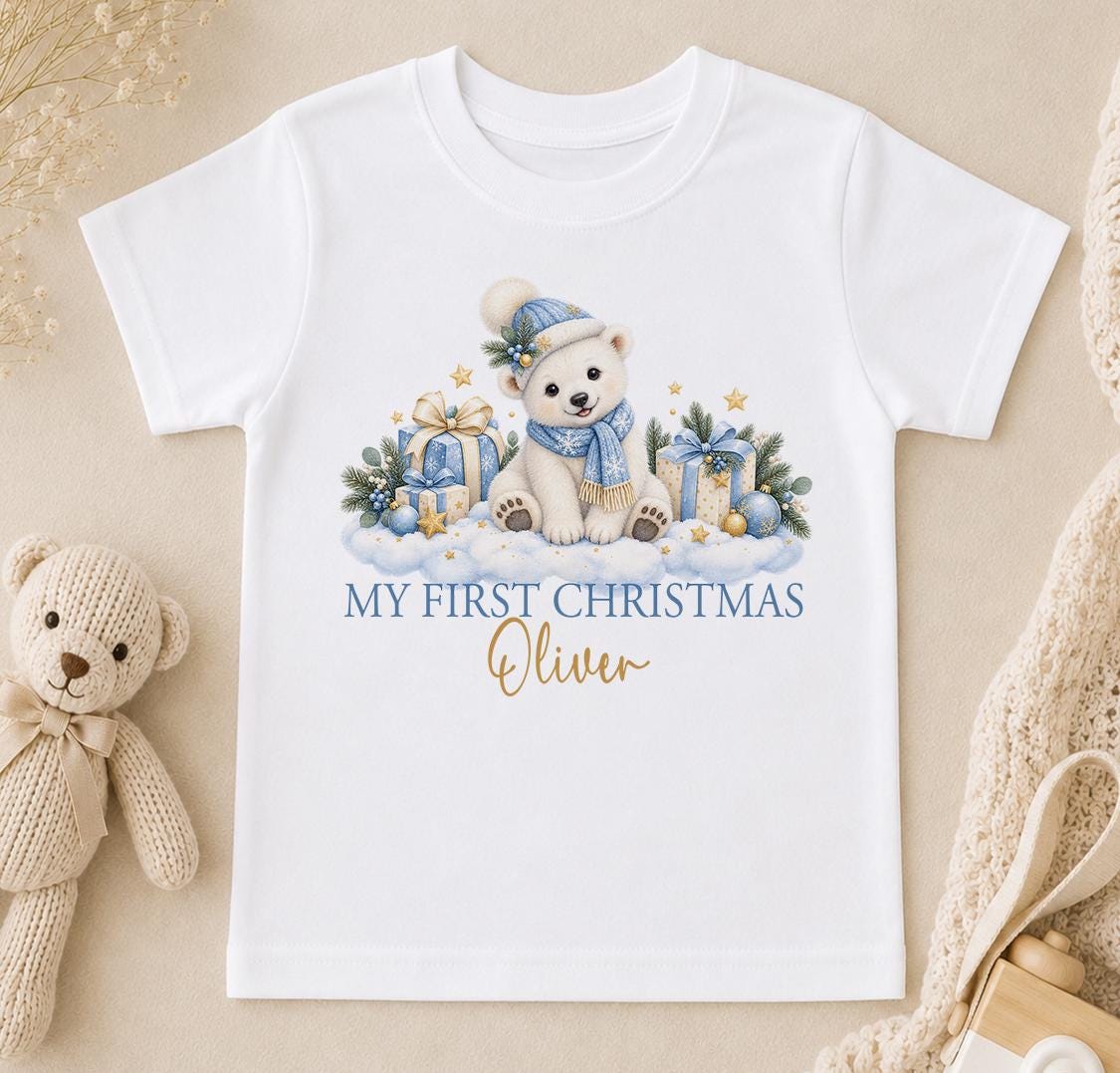 Personalised First Christmas Outfit, Polar Bear Baby Vest 2026