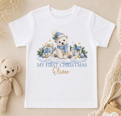 Personalised First Christmas Outfit, Polar Bear Baby Vest 2026