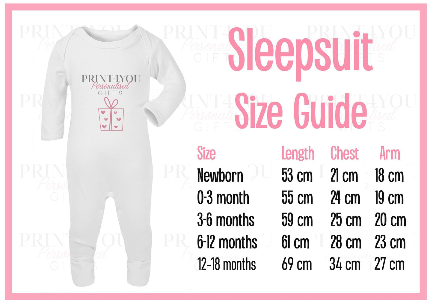 a baby's sleep suit size guide