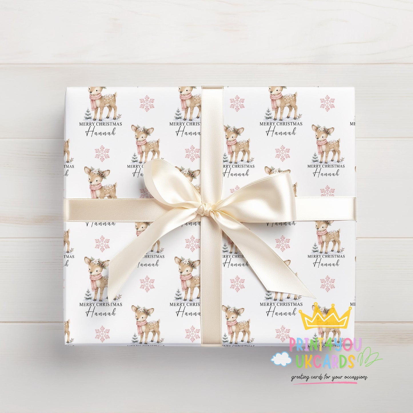 Printed christmas wrapping shown as wrapping paper