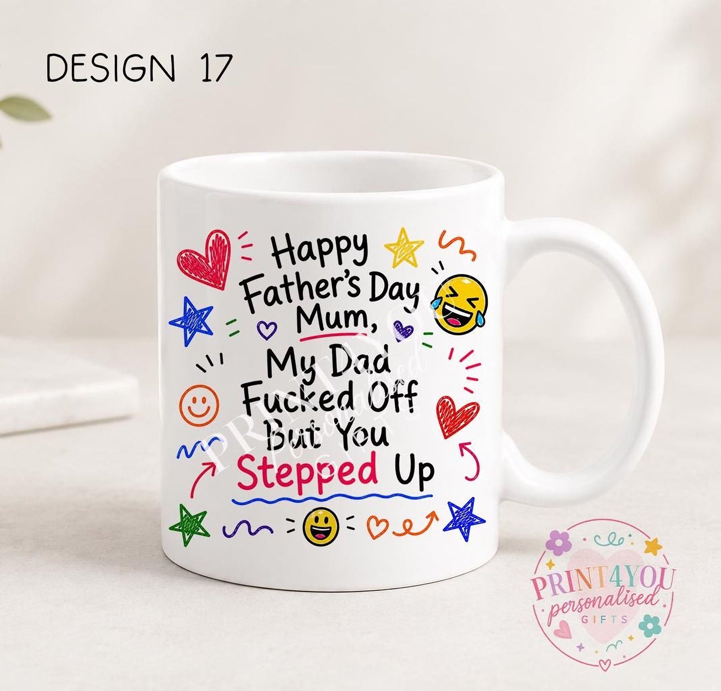 Sweary Father's Day mug design 17, double sided ceramic coffee mug
