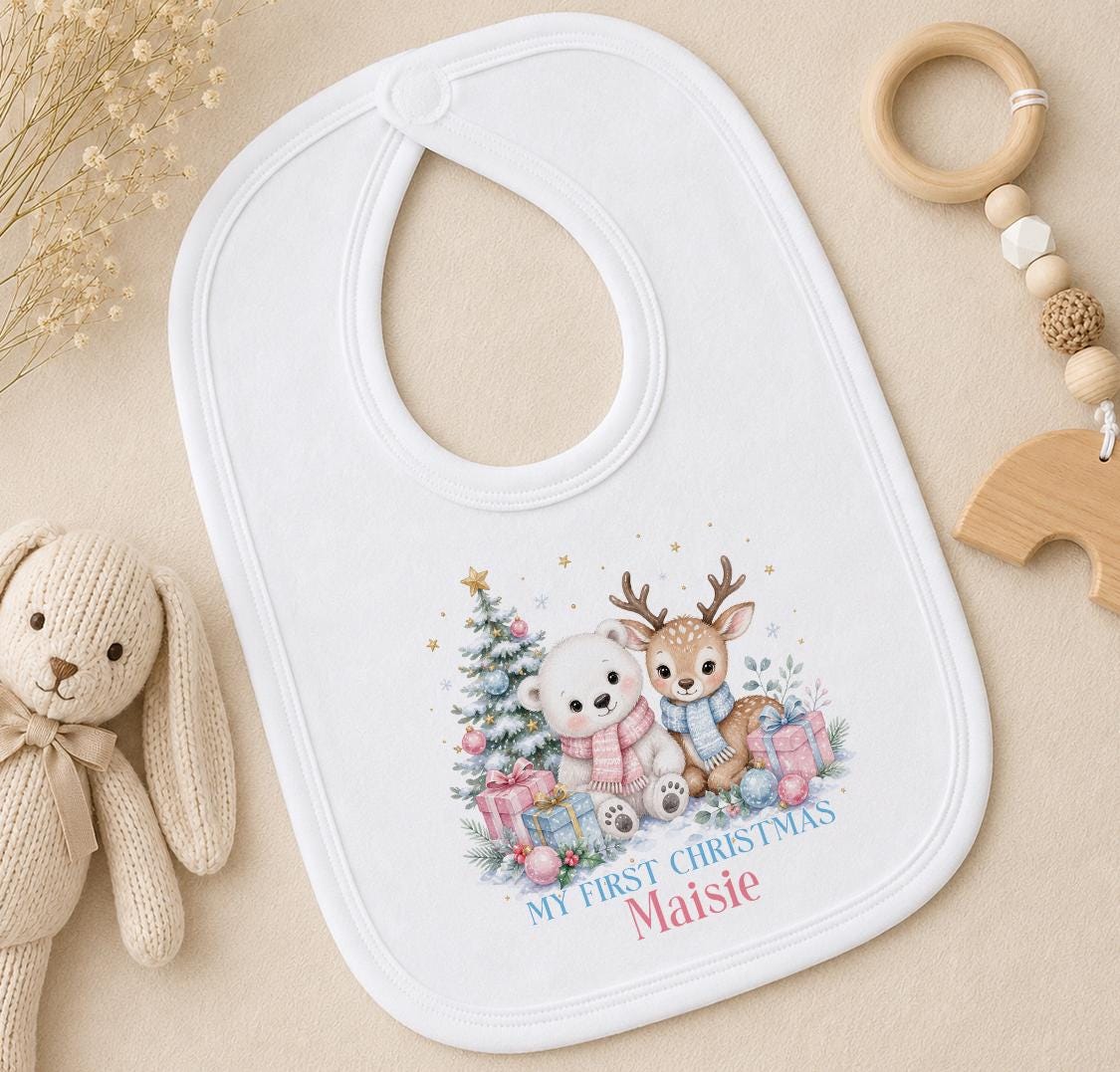 Personalised First Christmas Baby Outfit, 2026 Polar Bear Vest Gift