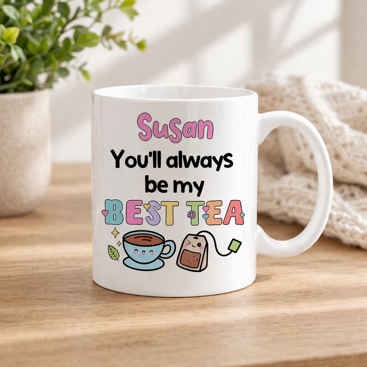 Personalised tea mug, ceramic tea cup gift for best friend