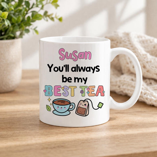 Personalised tea mug, ceramic tea cup gift for best friend