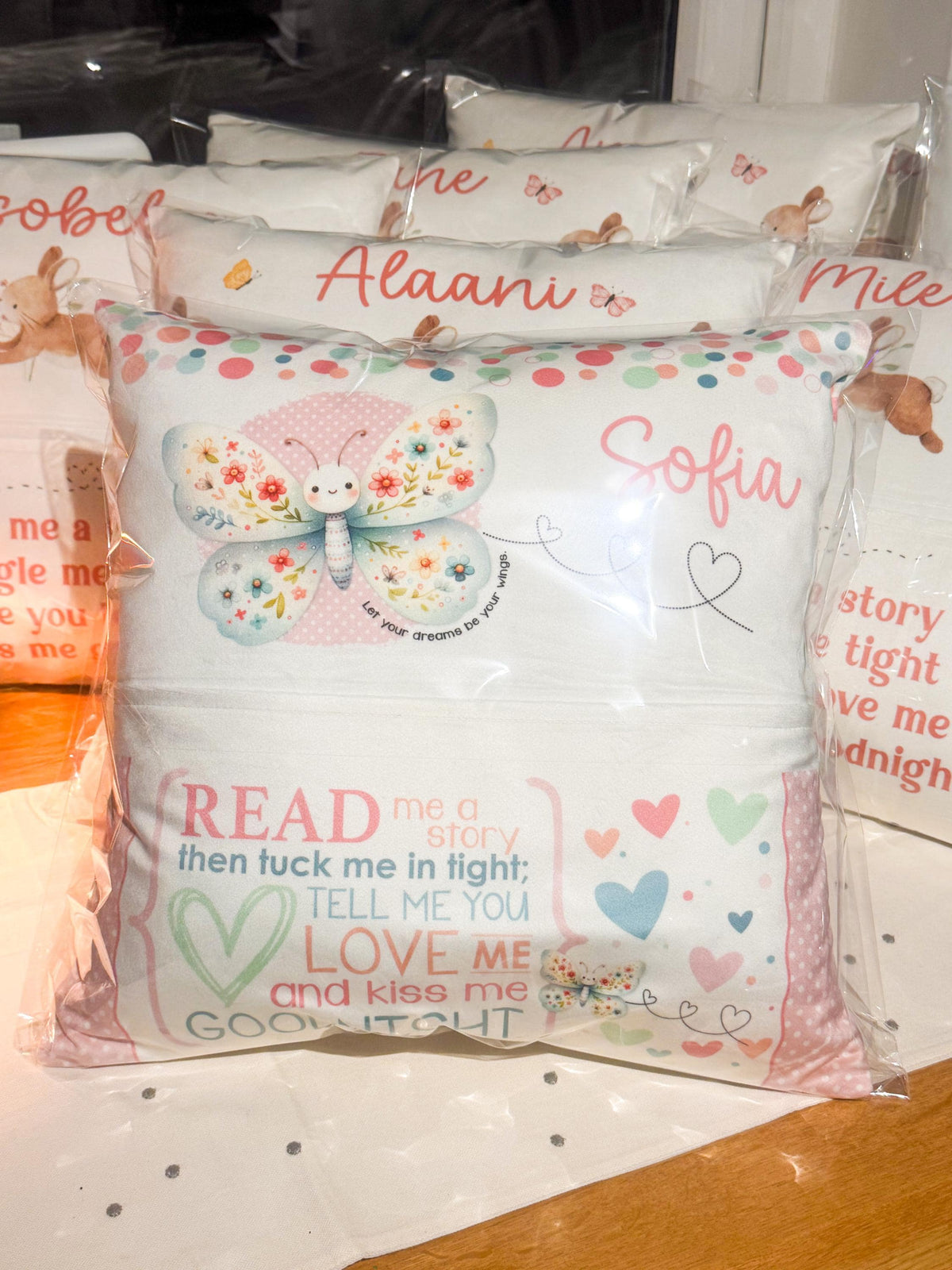 Elephant Book Cushion – Personalised Baby Nursery Reading Pillow with Pocket