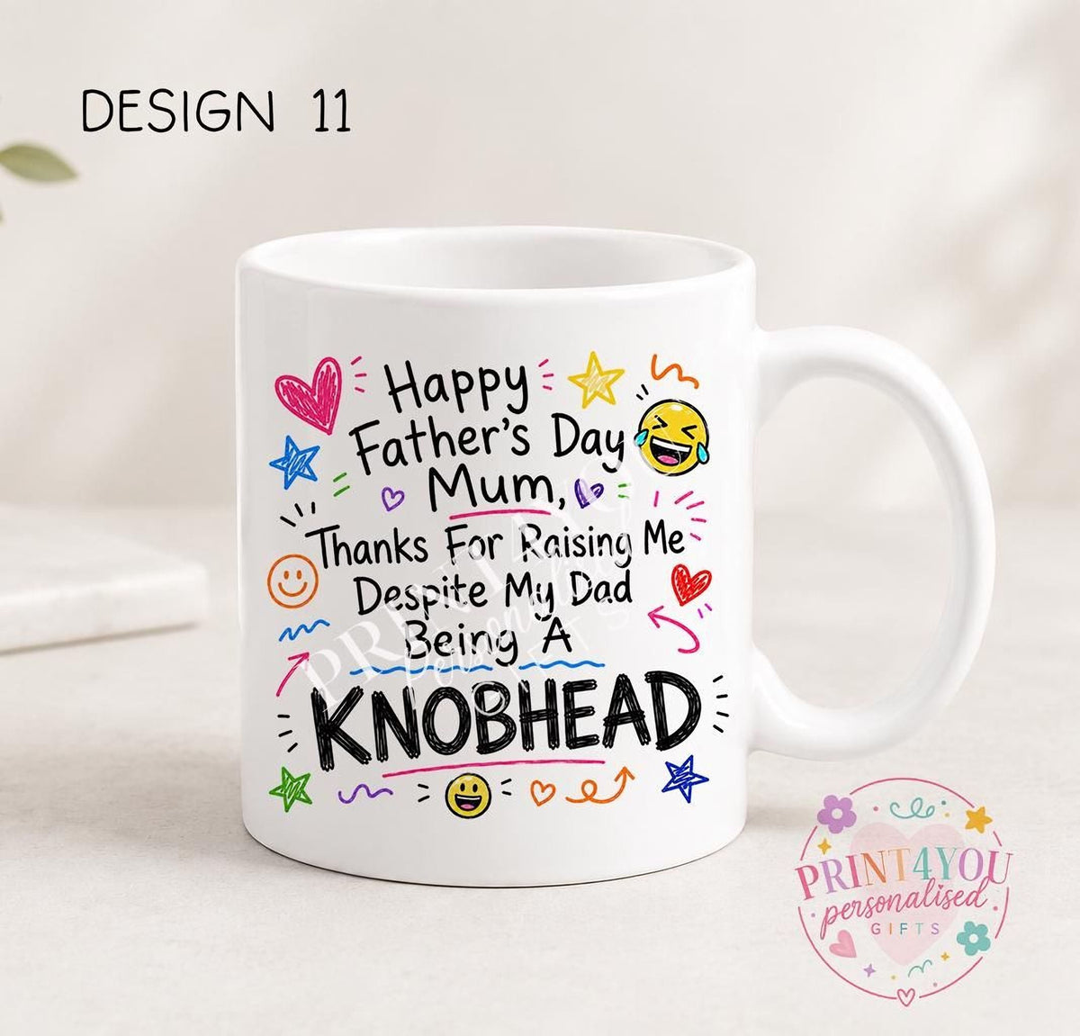 Sweary Father's Day mug design 6, double sided ceramic coffee mug
