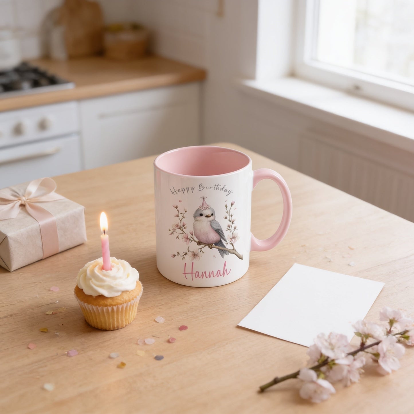Personalised floral birthday mug, additional product view