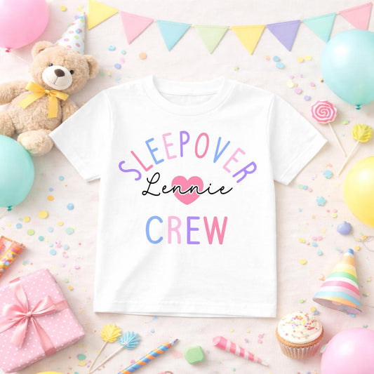 Children's clothing with the sleepover shirt design