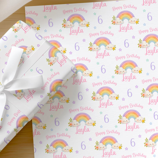 Printed birthday wrapping paper shown as wrapping paper