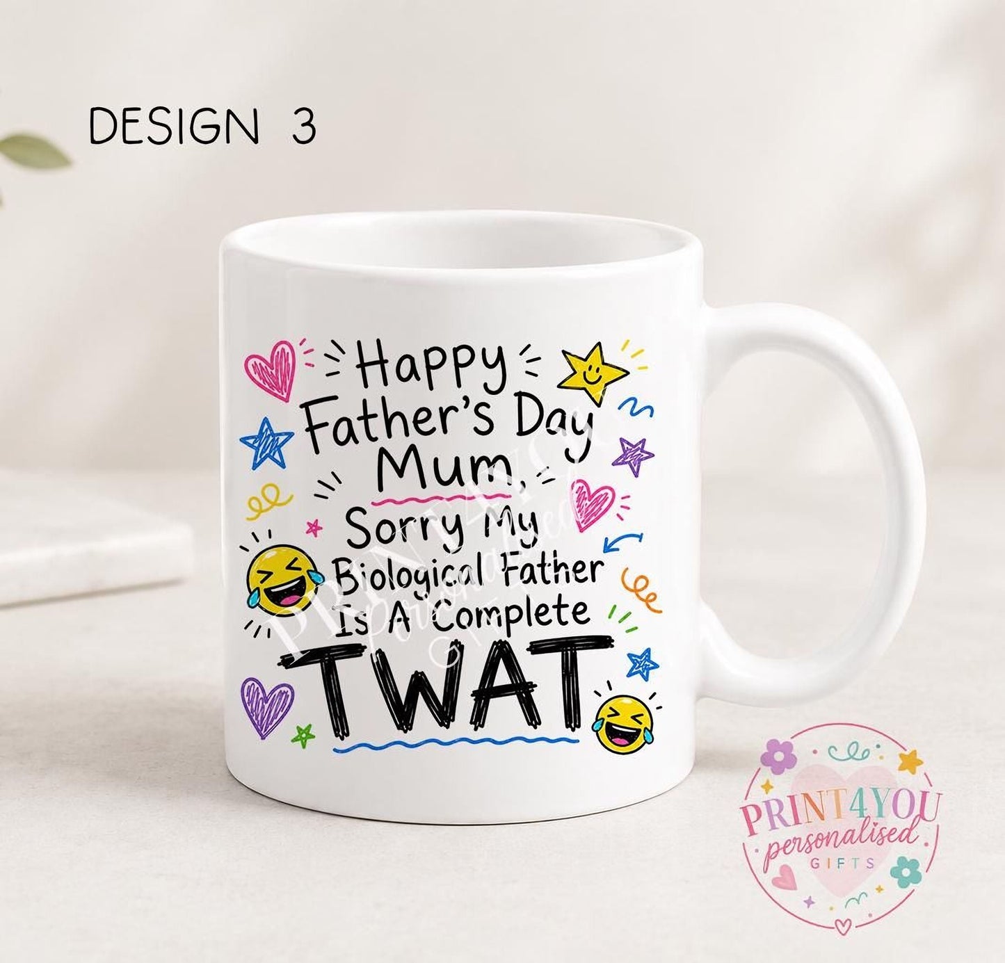 Sweary Father's Day mug design 15, double sided ceramic coffee mug