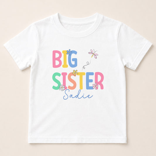 Children's clothing with the big sister t-shirt design