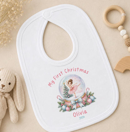 Personalised Baby Christmas Outfit - Ballerina Snow Globe, First Christmas 2026