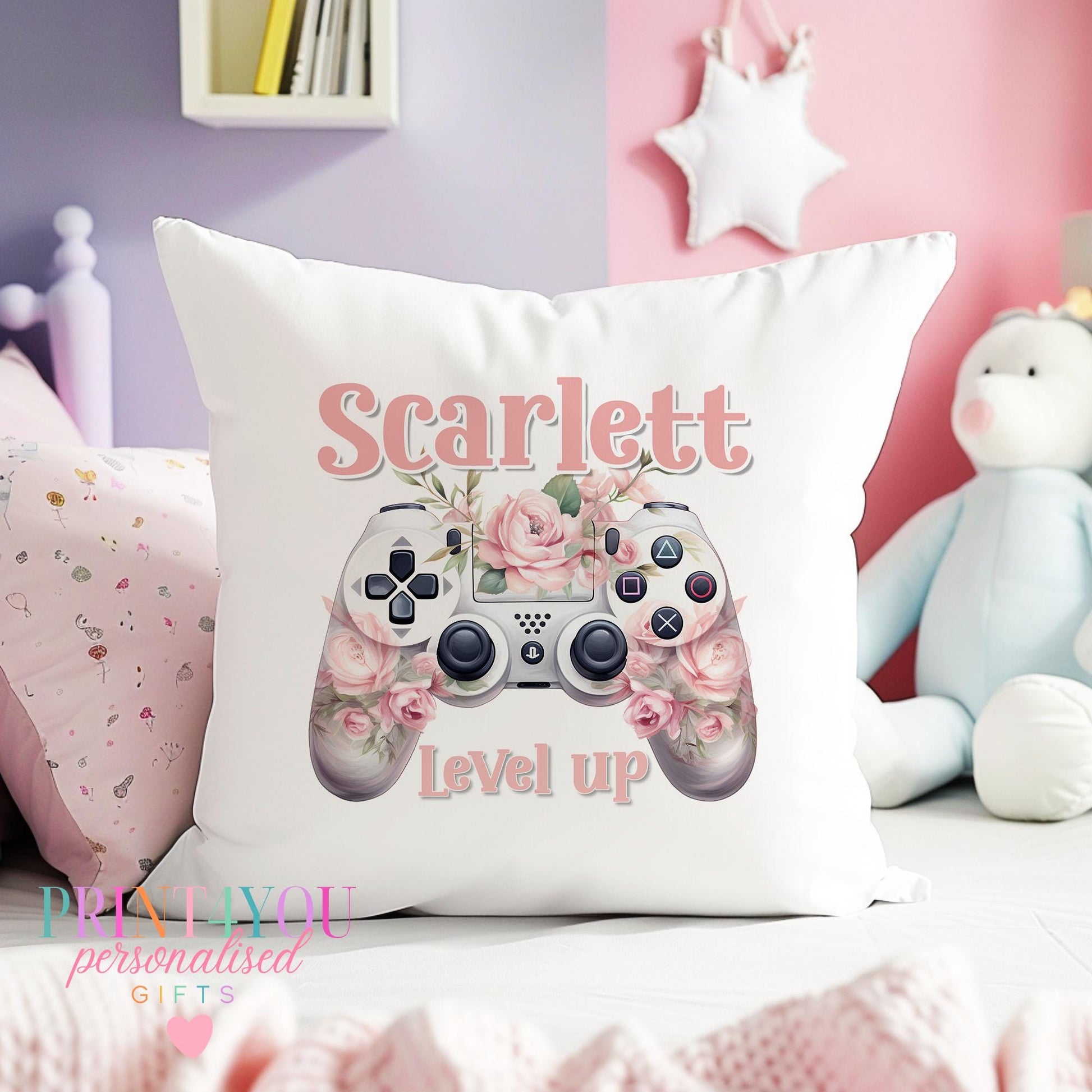 Personalised Gaming Cushion Cover – Soft Washable Pillow Case 40x40cm for Sofa & Chair - Cushion cover only